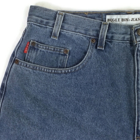 Vintage Bugle Boy 765 Medium Wash Flat Front Denim Jean Shorts Mens Size 32 x 11 - Picture 7 of 14